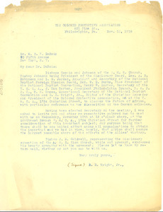Letter from R. R. Wright Jr. to W. E. B. Du Bois