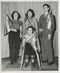 International visitors holding their national flags