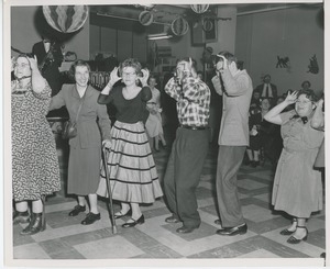 Clients dancing at Halloween party