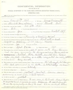 James Naismith's Original Application to Springfield College