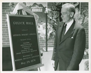Dr. John Halsey Gulick at Gulick Hall Dedication, 1970