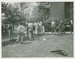 Class of 1948 building sidewalks on Springfield College Campus