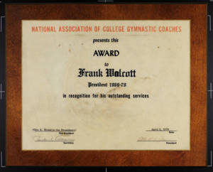 NACGC Award Plaque for Coach Wolcott (1970)
