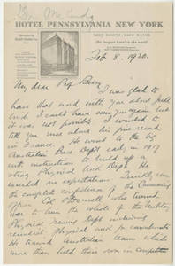 Letter about Leslie J. Judd (Feb. 8, 1920)