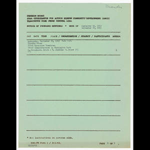 Agenda, minutes and attendance list for Citizens Urban Renewal Action Committee (CURAC) Executive Committee meeting on September 25, 1963