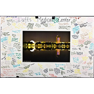 Signed poster left at the Copley Square Memorial ("Tufts Medical Center" / MIT)