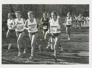 Springfield College cross country runners in a race (1991)
