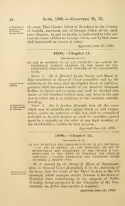 1800 Chap. 0011 An Act In Addition To An Act Entitled "An Act To Incorporate Sundry Persons By The Name Of The President, Directors And Company Of The Gloucester Bank."