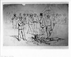 Political Agents Distributing Campaign Documents among the Soldiers in the Camps (Siege of Petersburg)