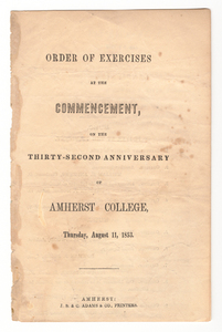 Amherst College Commencement program, 1853 August 11