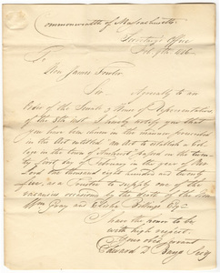 Edward Dillingham Bangs letter to James Fowler, 1826 February 9