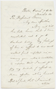 N. Adams letter to William Augustus Stearns, 1864 March 2