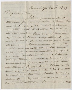 John White Webster letter to Edward Hitchcock, 1839 October 1
