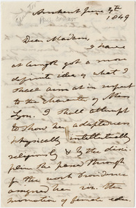 Edward Hitchcock letter to unidentified recipient, 1849 June 4