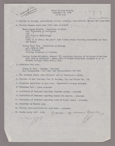 Amherst College faculty meeting minutes and Committe of Six meeting minutes 1940/1941