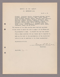 Amherst College faculty meeting minutes 1911/1912
