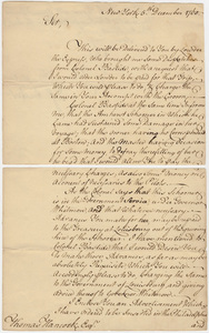 Jeffery Amherst letter to Thomas Hancock, 1760 December 5