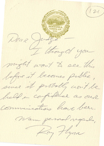 Letter from Mayor Raymond Flynn to James R. Grande, Chairperson of the Massachusetts Board of Education, and correspondence with Judge W. Arthur Garrity, 1984 October-November