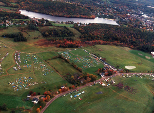 Aerial view of Woodson Farm during Carriagetown Boy Scout jamboree