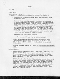 Energy Committee staff recommendations on Conservation (10/20/1979)