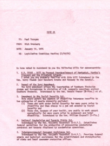 Legislative Committee Meeting (1/14/1975) Memo #5