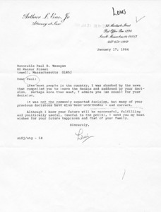 Letter from Arthur L. Eno, Jr. to Paul E. Tsongas