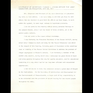 Statement of Secretary Thomas I. Atkins before the joint committee on education, May 29, 1974.