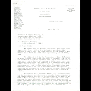 Letter, Judge Garrity, April 7, 1975.