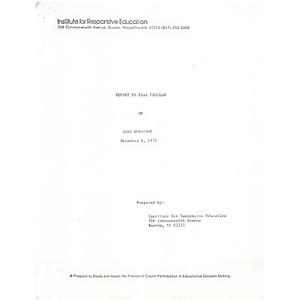 Report to ESAA Program on CDAC workshop, December 6, 1975.