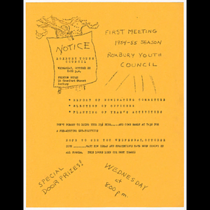 First meeting 1954-55 season Roxbury Youth Council