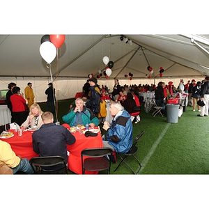 Northeastern football fans eat lunch before the game during Homecoming weekend