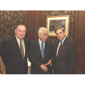 Barry Karger, John Hatsopoulos, and President Richard Freeland at gala dinner in honor of John Hatsopoulos