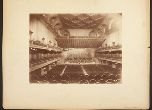Interior view of the Boston Music Hall facing the stage