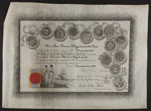 Massachusetts Society of the Colonial Dames of America certificate