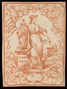 Label for llama cloth, cotton manufacturer, location unknown, undated