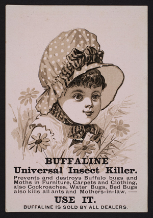 Trade card for Buffaline Universal Insect Killer, location unknown, undated