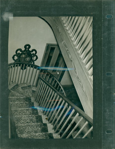 Tucker Family photograph album, interior view, staircase, page twelve, Wiscasset, Maine, undated