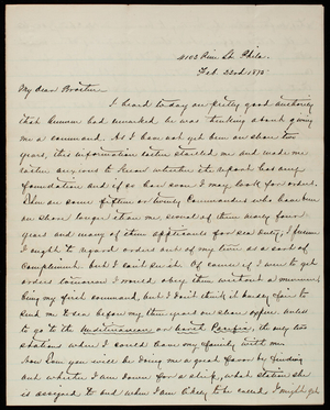 Admiral Silas Casey to Thomas Lincoln Casey, February 23, 1875