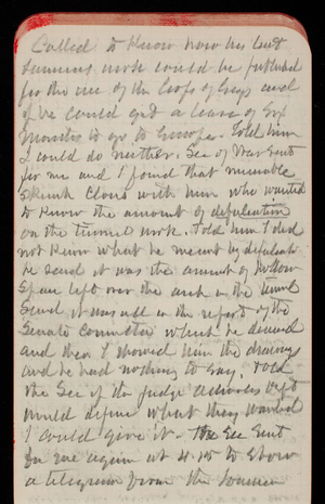 Thomas Lincoln Casey Notebook, February 1890-April 1890, 33, called to know how his