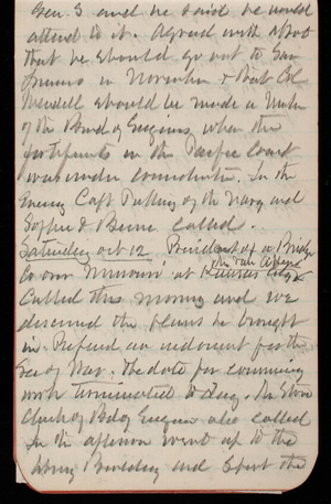 Thomas Lincoln Casey Notebook, September 1889-November 1889, 40, Gen. S. and he said he would