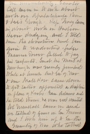 Thomas Lincoln Casey Notebook, October 1890-December 1890, 88, me [illegible]. Senator