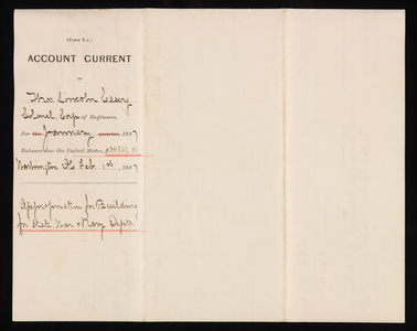 Accounts Current of Thos. Lincoln Casey - January 1887, Febuary 1, 1887