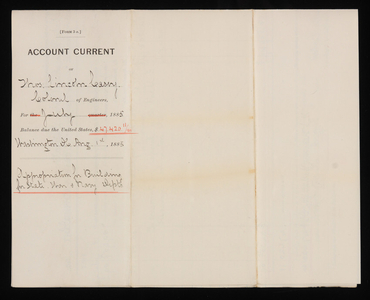 Accounts Current of Thos. Lincoln Casey - July 1885, August 1, 1885