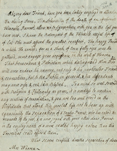 Letter from Hannah Winthrop to Mercy Otis Warren, 18 December 1778