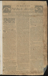 The Boston Post-Boy & Advertiser, 2 September 1765