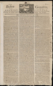 The Boston-Gazette, and Country Journal, 14 August 1769