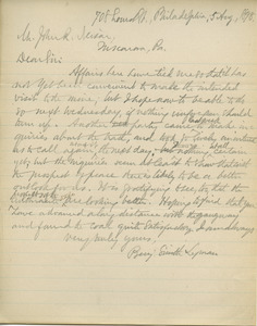 Letter from Benjamin Smith Lyman to John R. Neison