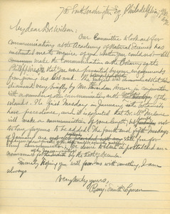 Letter from Benjamin Smith Lyman to Dr. Wilson