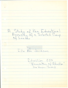 Student family histories: Jackson, Ella Mae