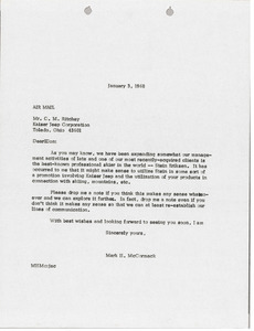 Letter from Mark H. McCormack to Kaiser Jeep Corporation